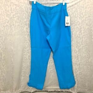 Crown & Ivy Women’s Millennium Ruffle Hem Pants Sz 12A Aqua Fashion Preppy NWT